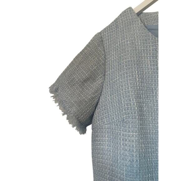 Medium Light Powder Blue Unique Tweed Mini Shift Office Siren Dress Classic Work - Picture 5 of 13